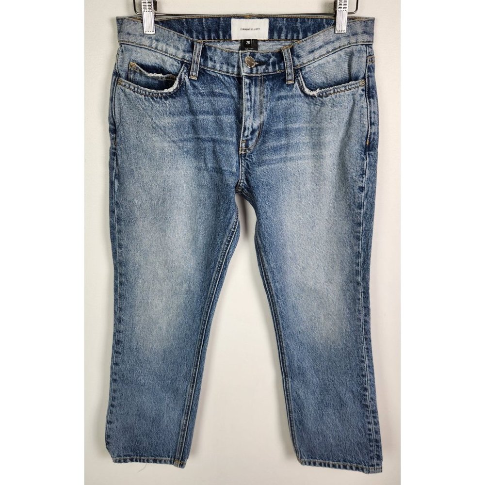 Current /Elliott Women's Sz. 28 Crop Light Denim Straight Leg Jeans